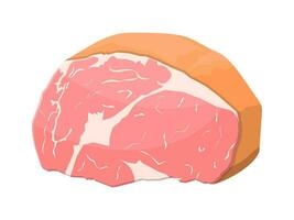 Smoked ham isolated. Piece of delicious pork bacon vector