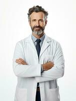 AI generated Professional pharmacist in white background photo