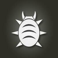 White virus bug icon on dark background with shadow. vector illustration. template for web and mobile applications