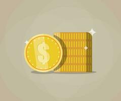 Stack of gold coins. The concept of profit. vector illustration in flat design on brown background