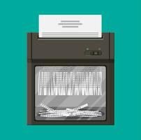 Shredder machine. Office device for destruction of documents. Vector illustration in flat style