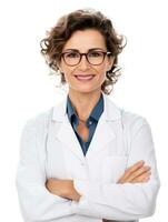 AI generated Professional pharmacist in white background photo