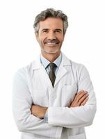 AI generated Professional pharmacist in white background photo