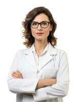 AI generated Professional pharmacist in white background photo