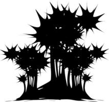 hand-drawn sketch of a plant. silhouette in black and white vector