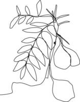 one continuous line. a tree branch vector