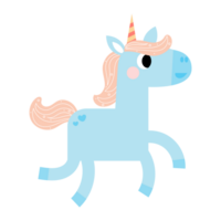 mignonne des licornes, poney ou cheval avec magique, png clipart. licornes illustration avec arc-en-ciel, étoiles, cœurs, des nuages, Château dans dessin animé style.