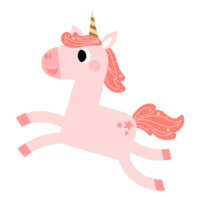 carino unicorni, pony o cavallo con magico, png clipart. unicorni illustrazione con arcobaleno, stelle, cuori, nuvole, castello nel cartone animato stile.