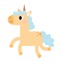 linda unicornios, poni o caballo con mágico, png clipart. unicornios ilustración con arcoíris, estrellas, corazones, nubes, castillo en dibujos animados estilo.