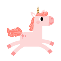 carino unicorni, pony o cavallo con magico, png clipart. unicorni illustrazione con arcobaleno, stelle, cuori, nuvole, castello nel cartone animato stile.