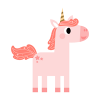 carino unicorni, pony o cavallo con magico, png clipart. unicorni illustrazione con arcobaleno, stelle, cuori, nuvole, castello nel cartone animato stile.