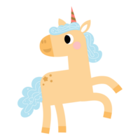 linda unicornios, poni o caballo con mágico, png clipart. unicornios ilustración con arcoíris, estrellas, corazones, nubes, castillo en dibujos animados estilo.
