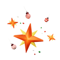 Christmas stars and balls 3D png