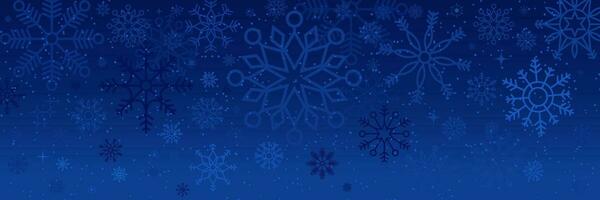 Winter and Christmas background with snowflakes. Christmas background for greeting card. New year and Christmas greeting card. Blue background. Vector illustration