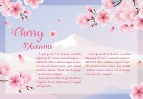 Square cherry blossom template, greeting card, background vector