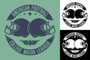 symbol, emblem of sports american football helmet in circle of ribbons for competition. Team sports. Active lifestyle. Vector