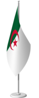 Algeria flag on flagpole for registration of solemn event, meeting foreign guests. National banner of Algeria. PNG image on transparent back