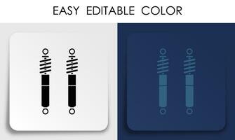 car shock absorber icon on paper square sticker with shadow. Spare parts for repair in car workshop. Absorption of impact force. Mobile app button. Vector