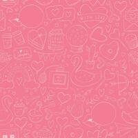 Valentine's day seamless pattern with monochrome doodles on pink background for wallpaper, textile prints, scrapbooking, stationary, wrapping paper, etc. EPS 10 vector