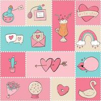 Valentine's day seamless pattern with doodles for wallpaper, scrapbooking, wrapping paper, textile prints, etc. EPS 10 vector