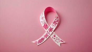 ai generado mundo cáncer día rosado cinta. foto