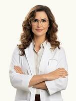 AI generated Professional pharmacist in white background photo