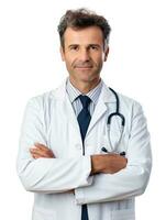 AI generated Professional pharmacist in white background photo