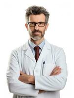 AI generated Professional pharmacist in white background photo