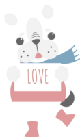 happy valentine's day with dog holding love sign, love concept, flat png transparent element character design