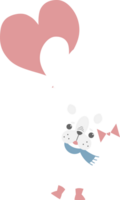 feliz dia dos namorados dia com cachorro segurando amor carta e coração balão, amor conceito, plano png transparente elemento personagem Projeto