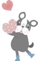 happy valentine's day with dog holding heart, love concept, flat png transparent element character design