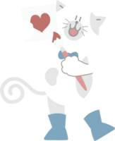 happy valentine's day with cat drawing heart holding paintbrush, love concept, flat png transparent element character design