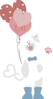 happy valentine's day with cat and heart balloon, love concept, flat png transparent element character design