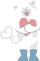 contento San Valentín día con gato abrazando corazón, amor concepto, plano png transparente elemento personaje diseño