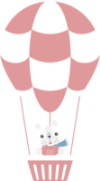 happy valentine's day with dog and heart on hot air balloon, love concept, flat png transparent element character design