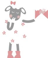happy valentine's day with sheep holding love letter and heart, love concept, flat png transparent element character design