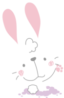 happy easter with bunny rabbit, flat png transparent element character design