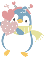 glücklich Valentinstag Tag mit Pinguin halten Herz, Liebe Konzept, eben png transparent Element Charakter Design