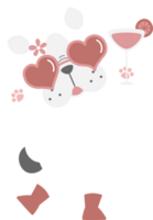 contento San Valentín día con perro y beber, amor concepto, plano png transparente elemento personaje diseño