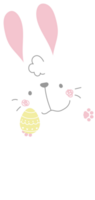 happy easter with bunny rabbit and egg, flat png transparent element character design