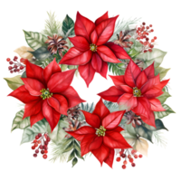 AI generated Poinsettia Flowers Christmas Watercolor Clipart png