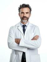 AI generated Professional pharmacist in white background photo