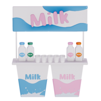 Groceries theme 3D milk product, Milk tasting booth on a transparent background, 3D rendering png