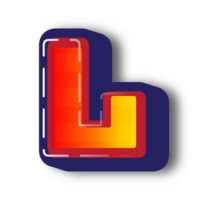 3D L Alphabet Letter Effect png