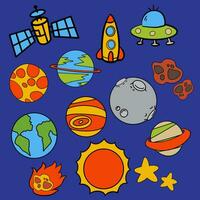 The solar system and space drawing vector image.