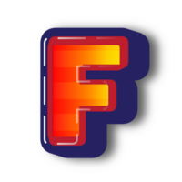 3d F alfabeto letra efecto png