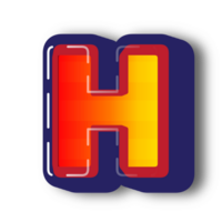 3D H Alphabet Letter Effect png