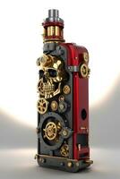 AI generated Vape Skull Steampunk style Illustration photo