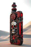 AI generated Vape Skull Steampunk style Illustration photo