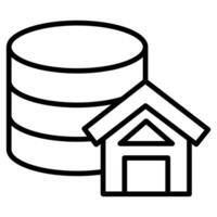 Property Database Icon line vector illustration